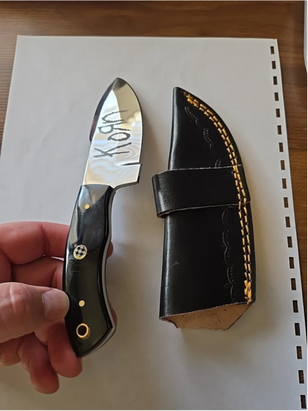 Custom Handmade USA Fixed Blade Knife With KORN Etched In Blade 8